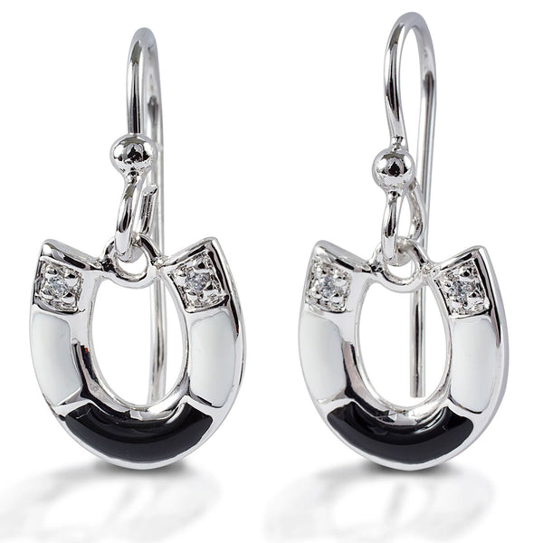 Kelly Herd Black and White Horseshoe Earrings